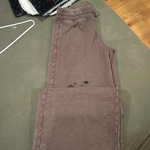 COPY - Dark chocolate wide leg ripped sweatpants - Picture 4 of 4